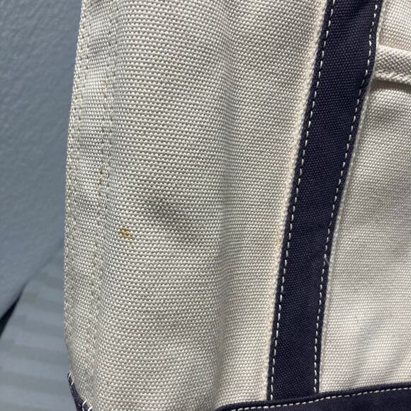 Lands End Canvas Tote Beige and Navy w/ letter "B" Good Condition. Pre-Owned - Picture 2 of 14